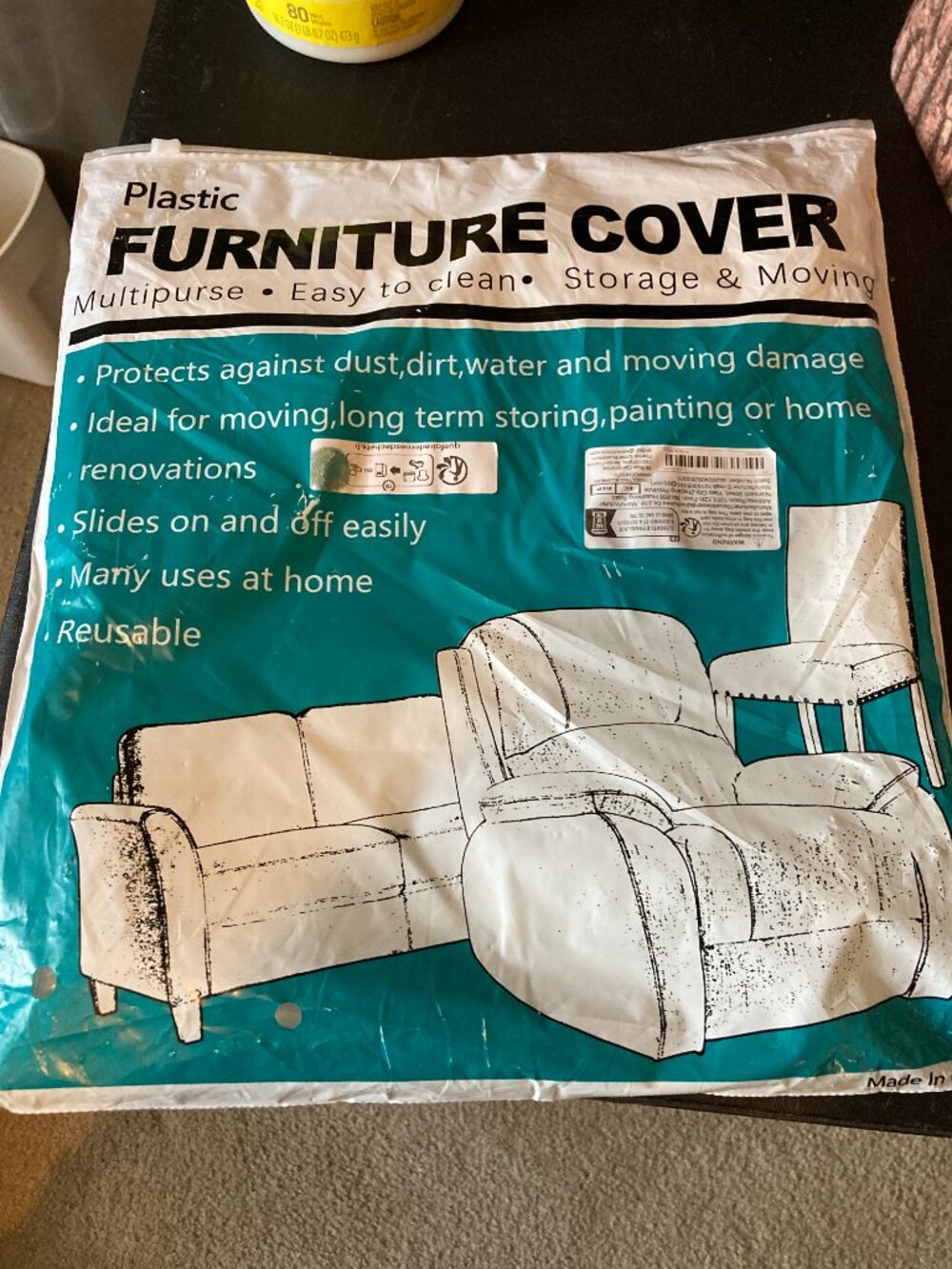 Furniture Cover Clear Plastic Vinyl New in Package